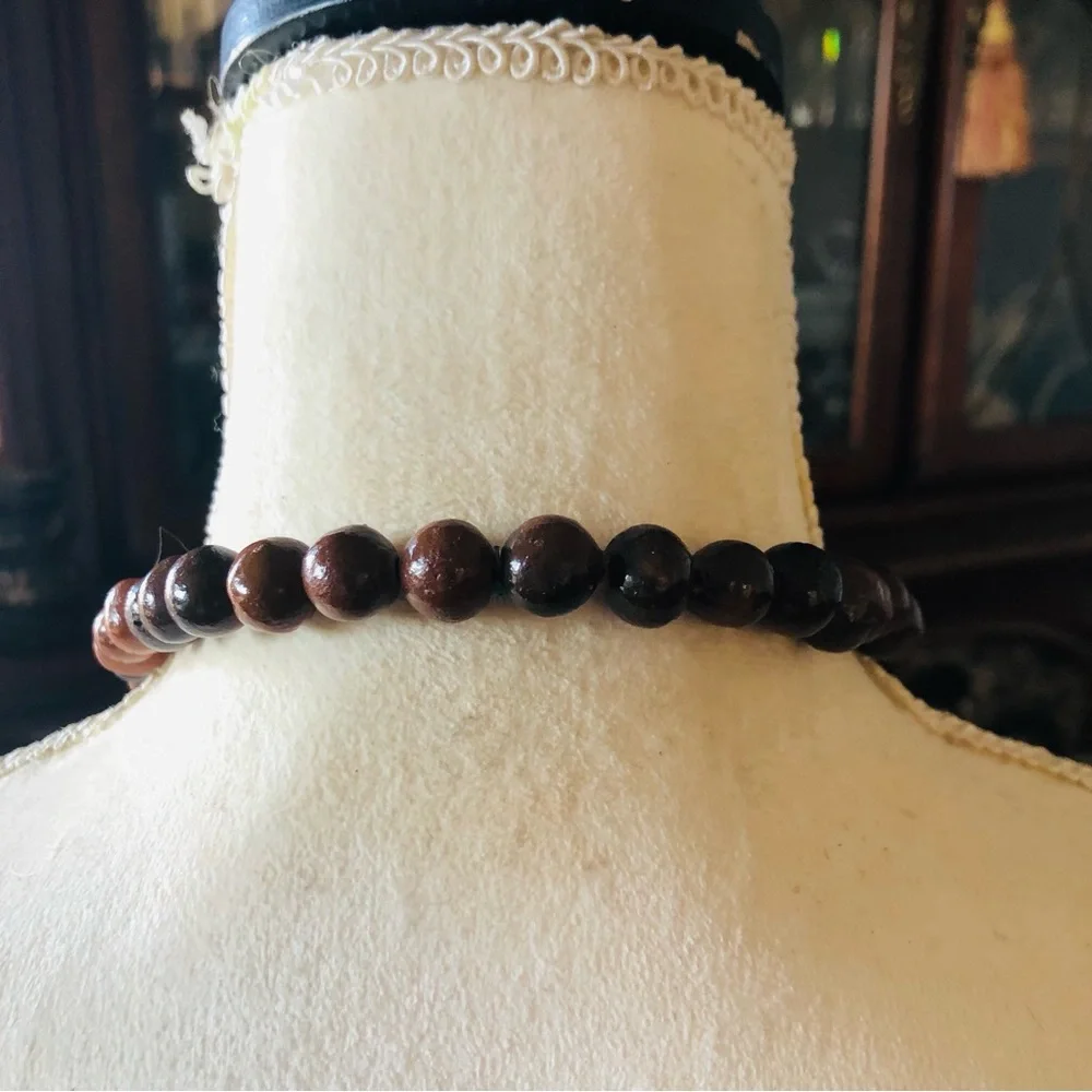 Handmade brown buri nut beaded necklace